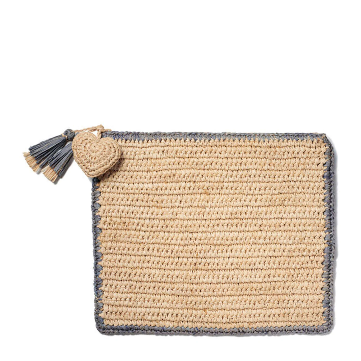 Large Raffia Trim Pouch - Image 2