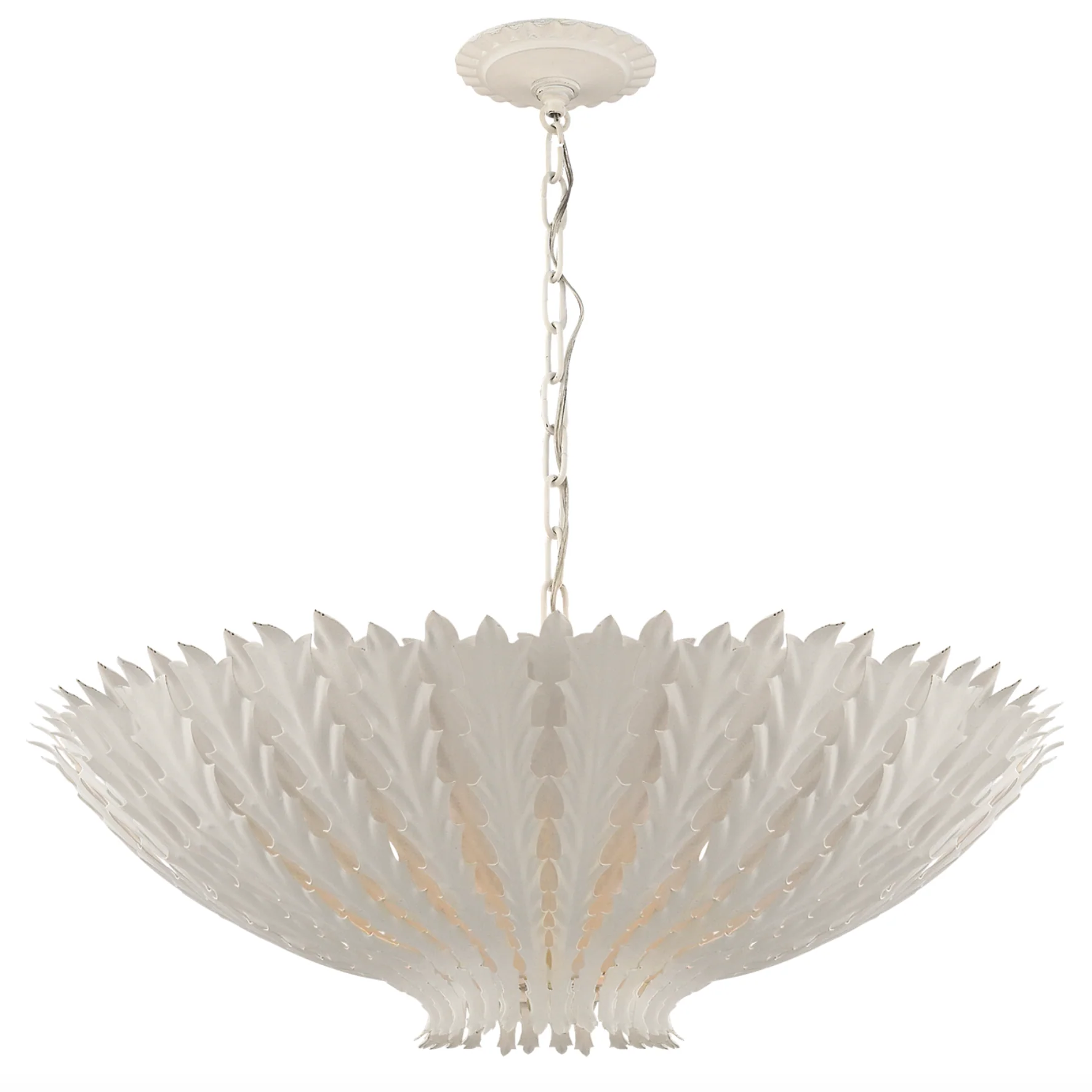 Leaf Pattern in Plaster White Pendant, 25 1/2 X 10 1/2