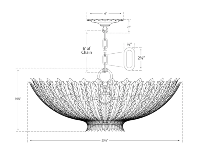 Leaf Pattern in Plaster White Pendant, 25 1/2 X 10 1/2 - Image 2