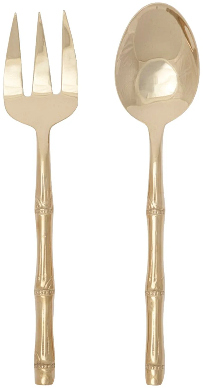 Liliana Polished Gold Bamboo Serving Set