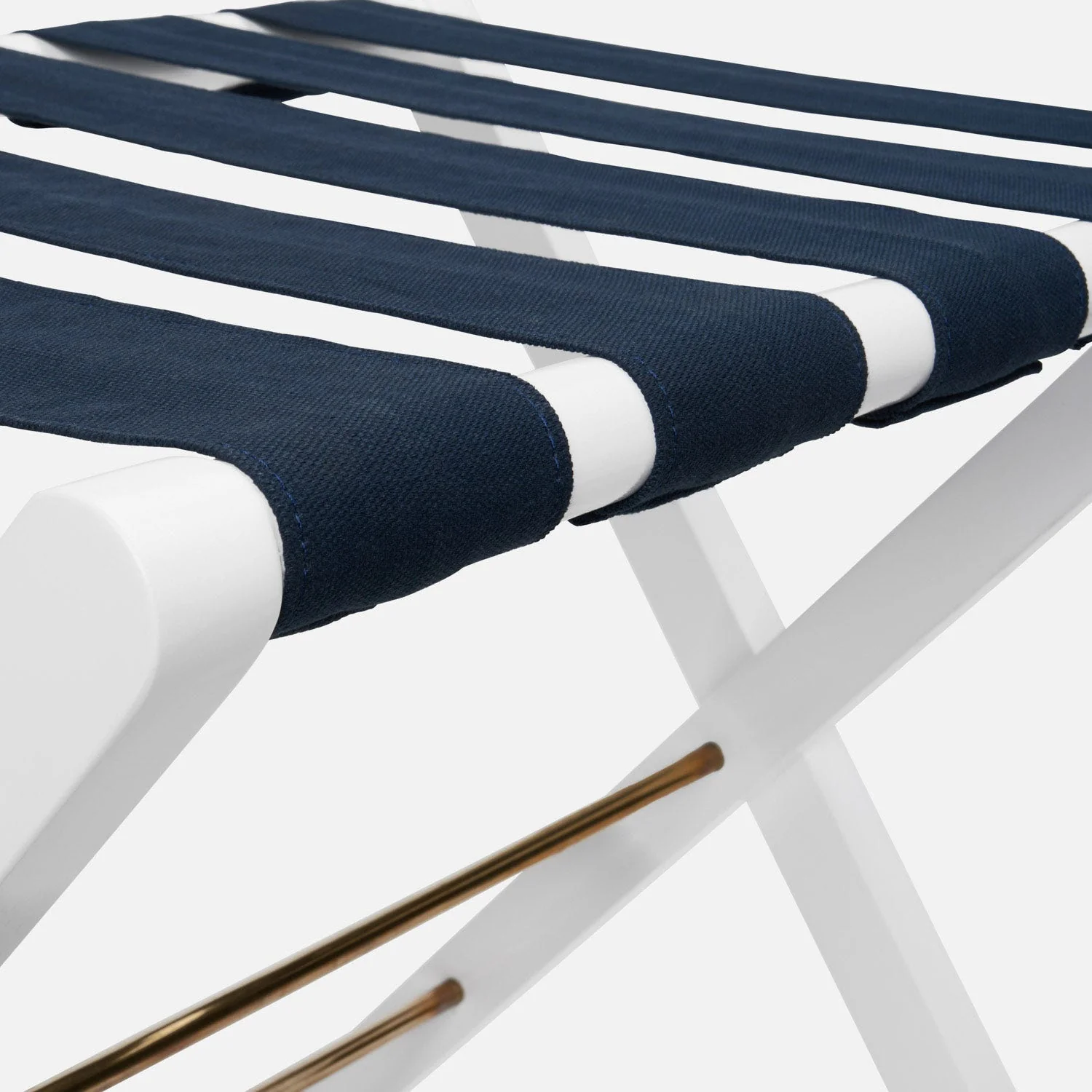 Walvia Luggage Rack, White Duco and Navy Canvas - Image 2