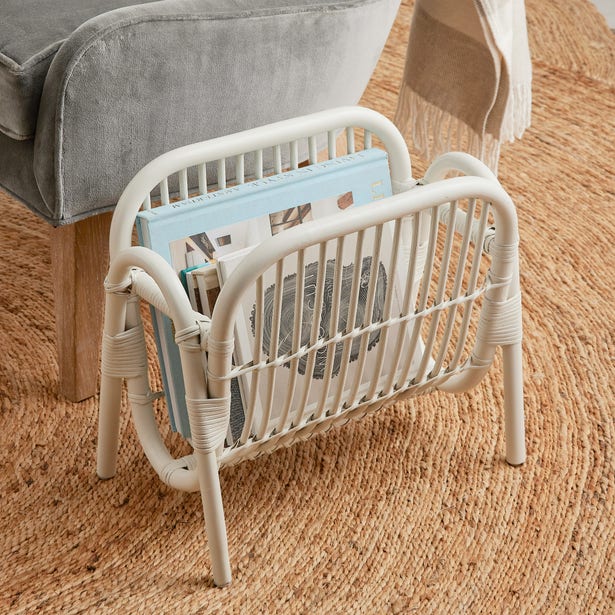 Makassar Magazine Holder, White Rattan - Image 3