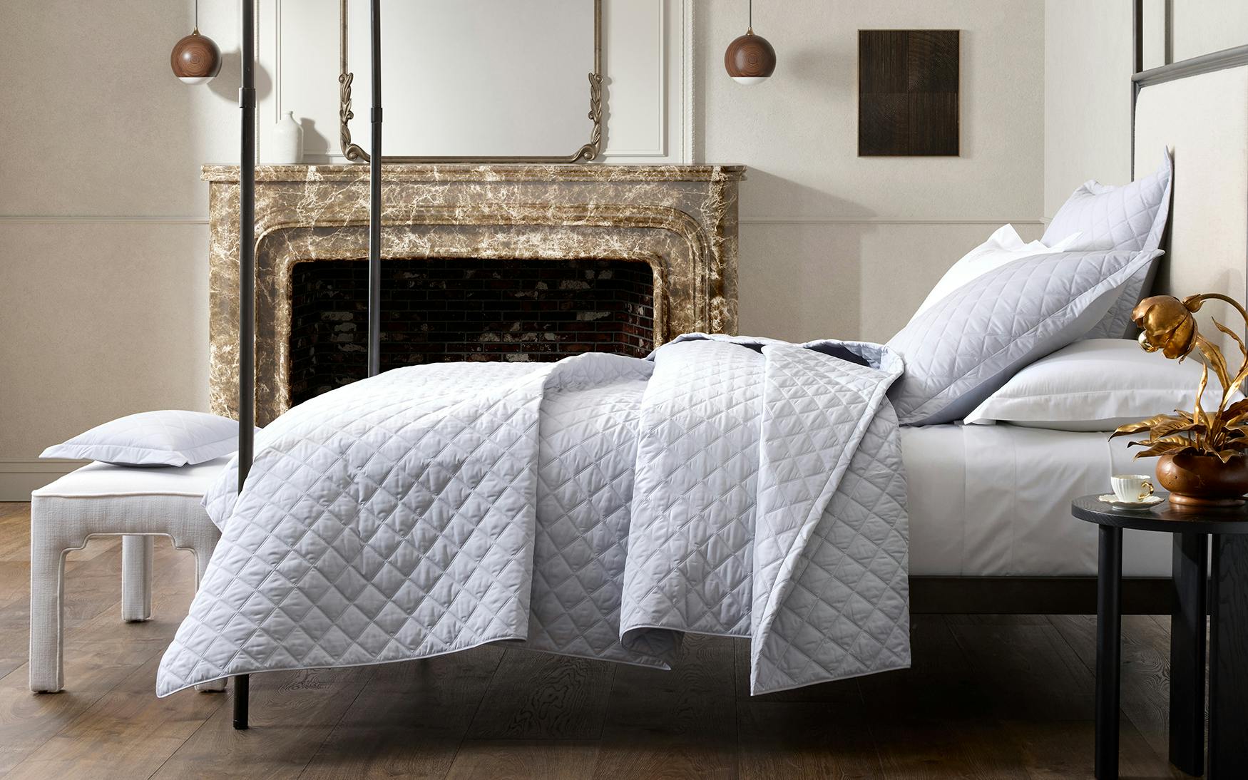 Bergamo Hemstitch Bedding Collection, White - Image 3