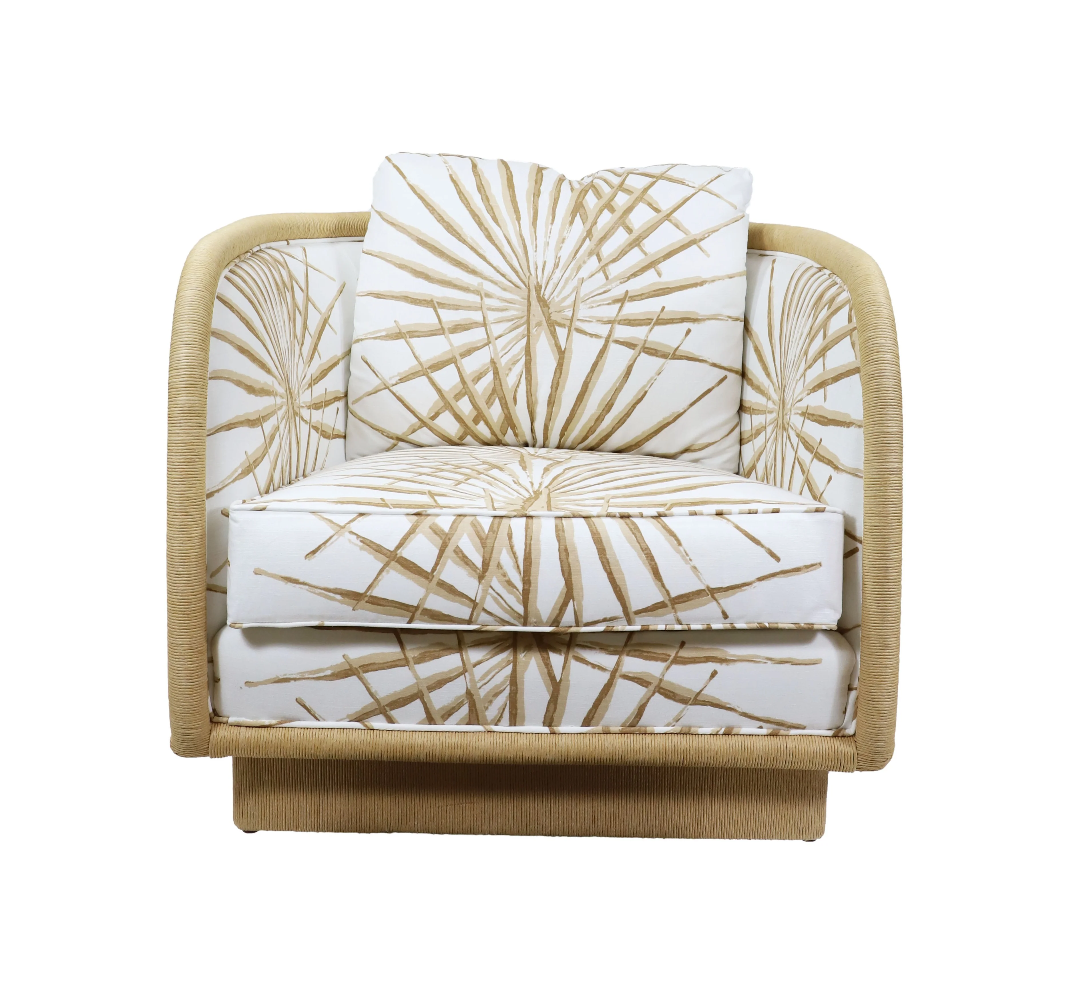 Coastal Swivel Lounge Chair in Walnut Palmetto Stripe - Image 2
