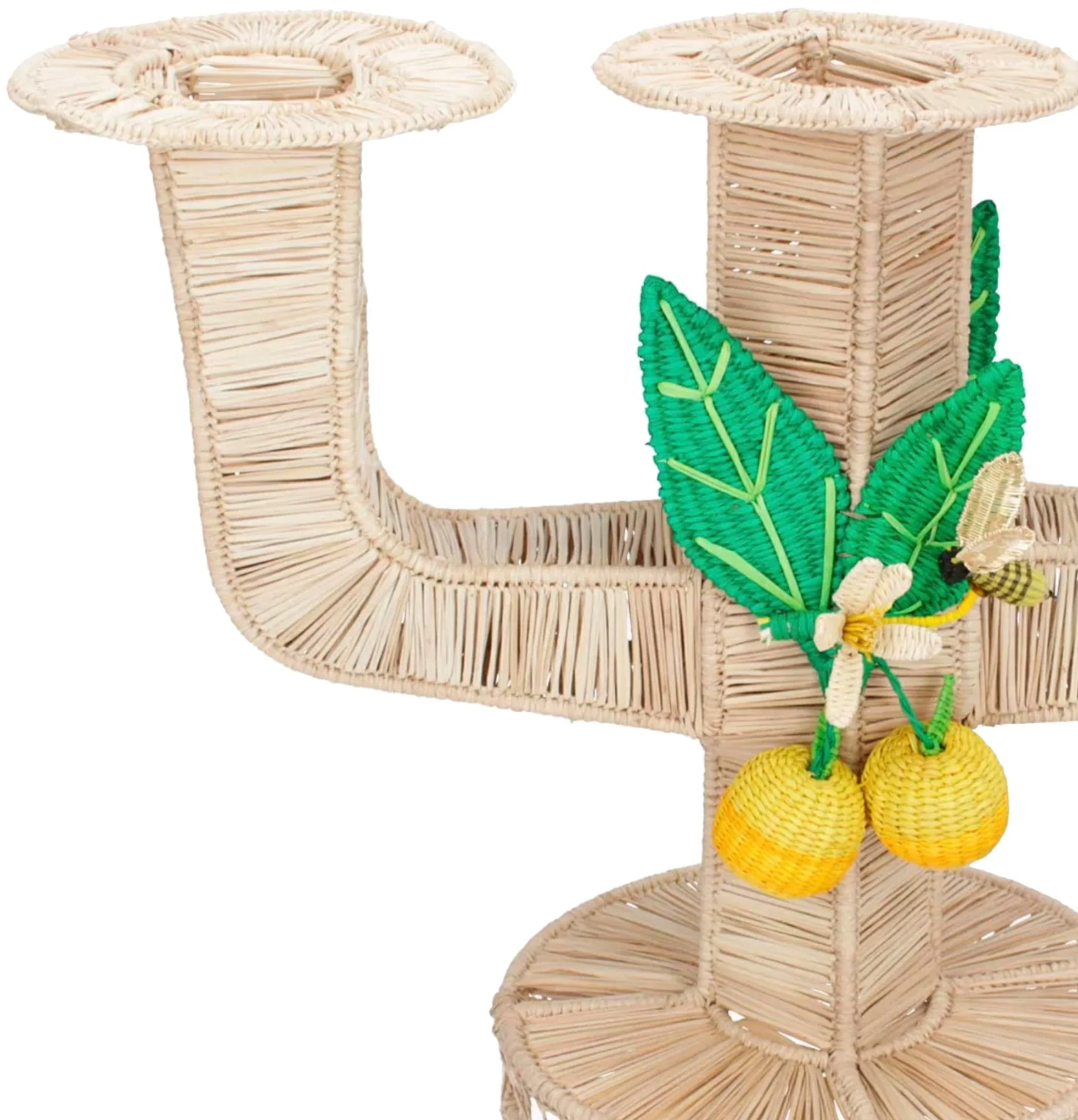 Bee On An Orange Candle Holder Raffia - Image 2