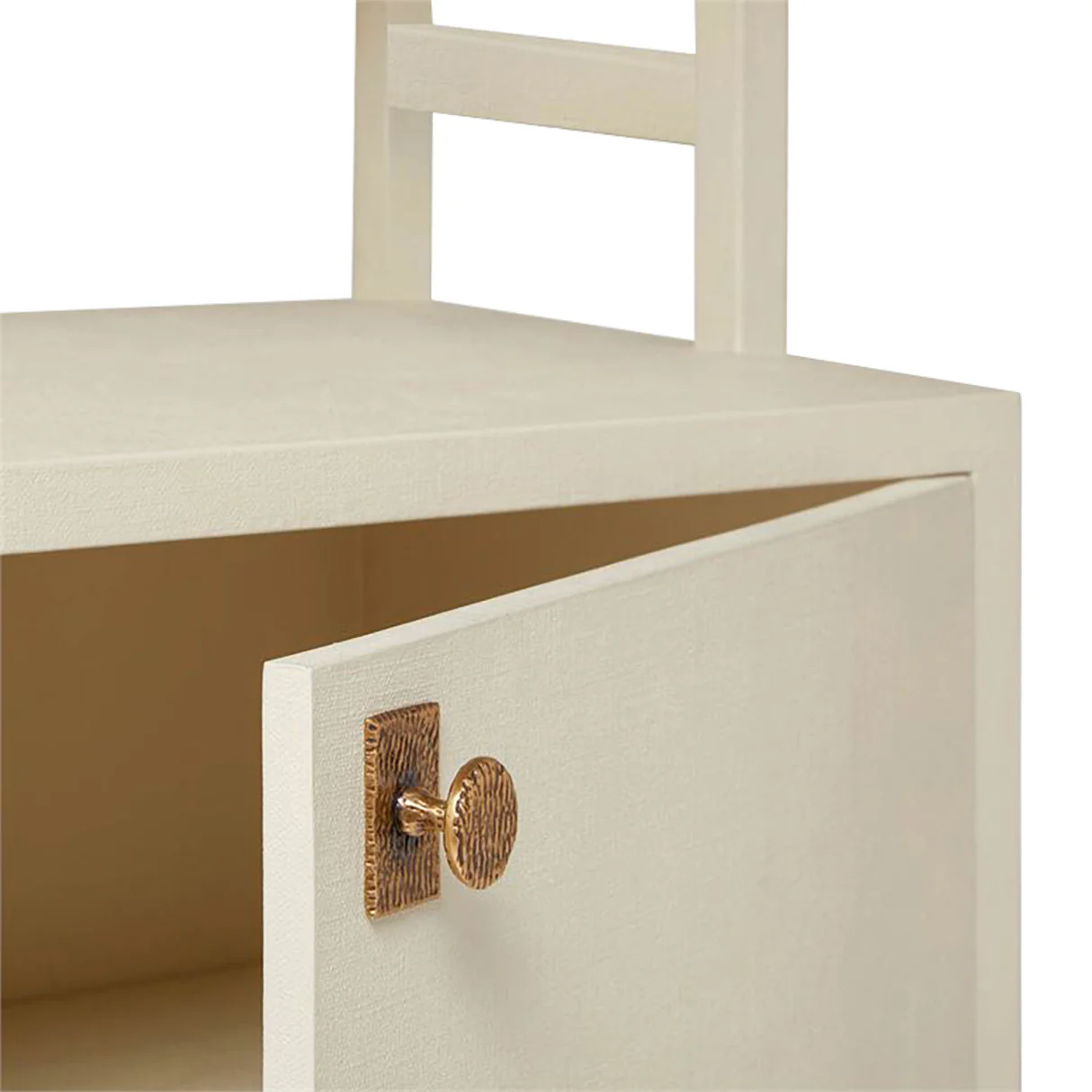 Jake Bookcase, White Faux Belgian Linen - Image 3