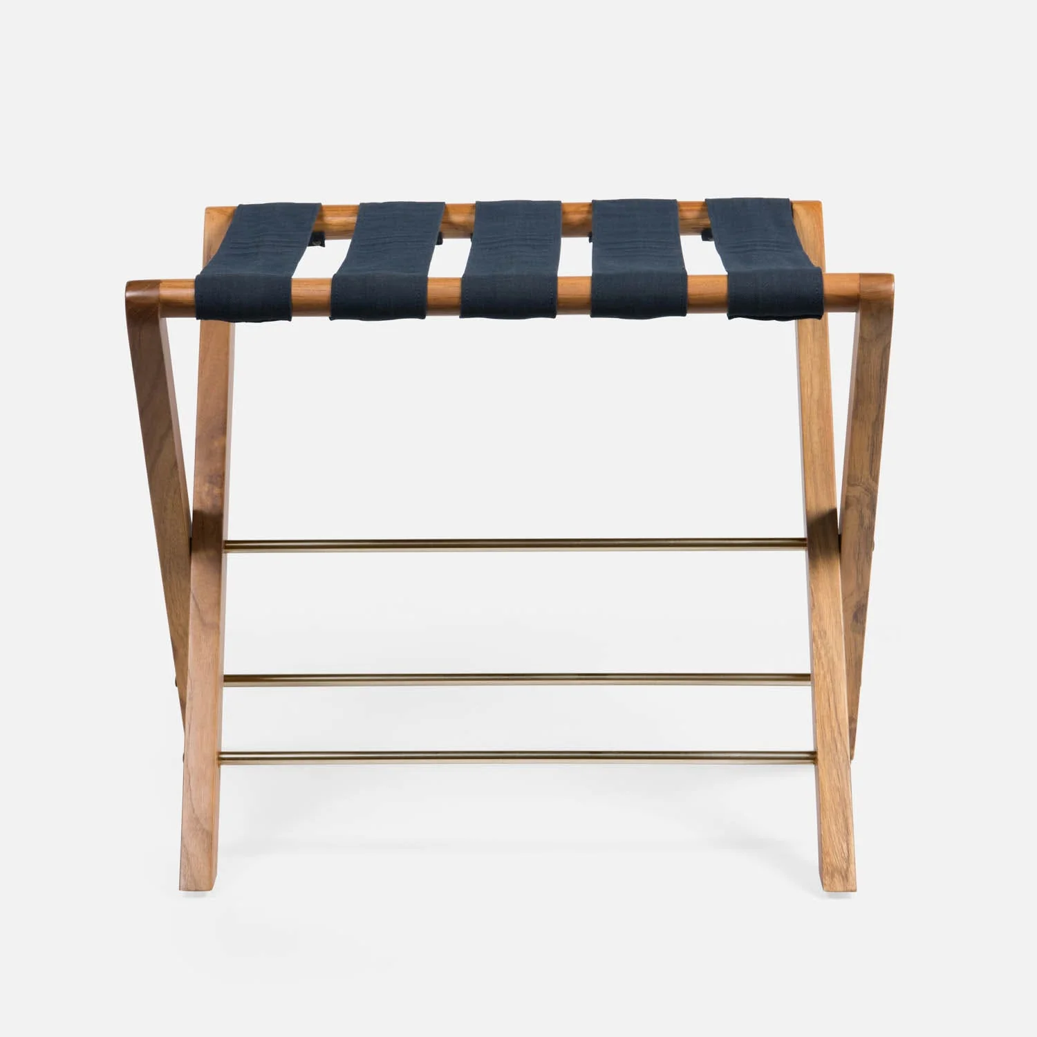Walvia Luggage Rack, Teak Wood and Navy - Image 2
