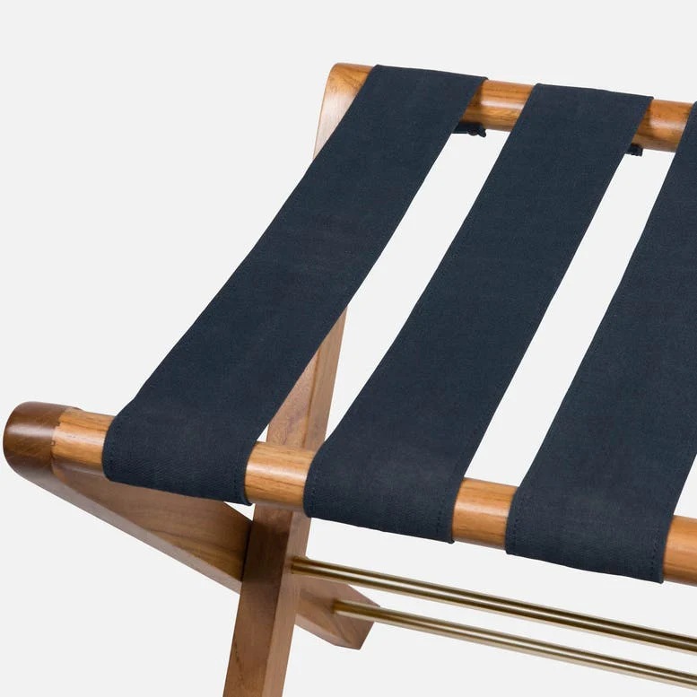 Walvia Luggage Rack, Teak Wood and Navy - Image 3