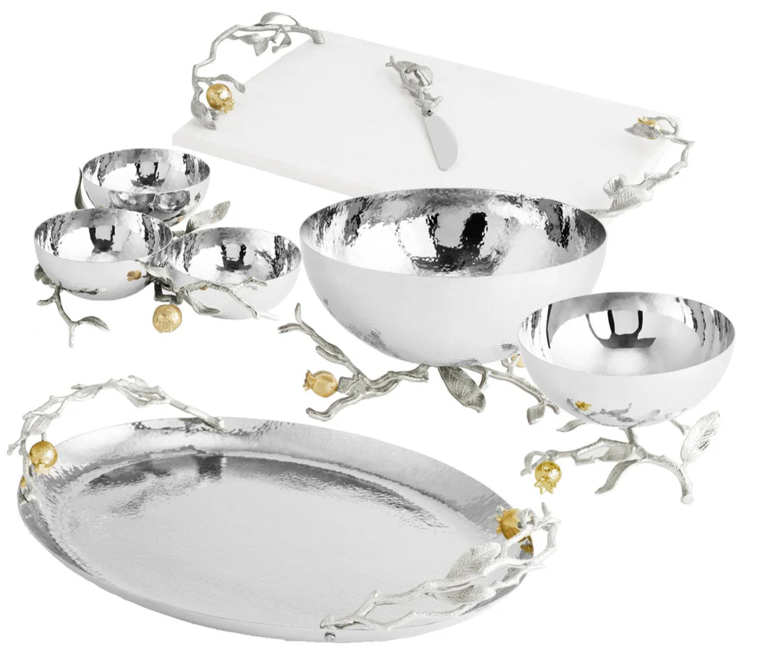 Pomegranate Silver & Gold Serveware Collection