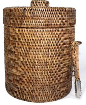 Rattan Ice Bucket with Liner in Antique Brown Collection - Image 2