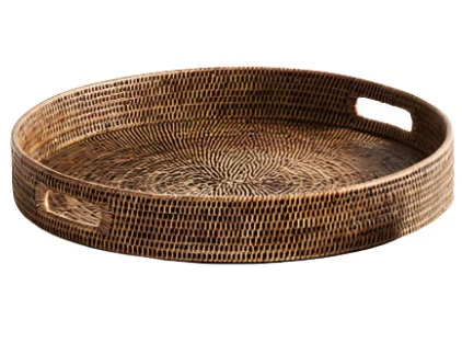 Burma Rattan Round Ottoman Tray Collection