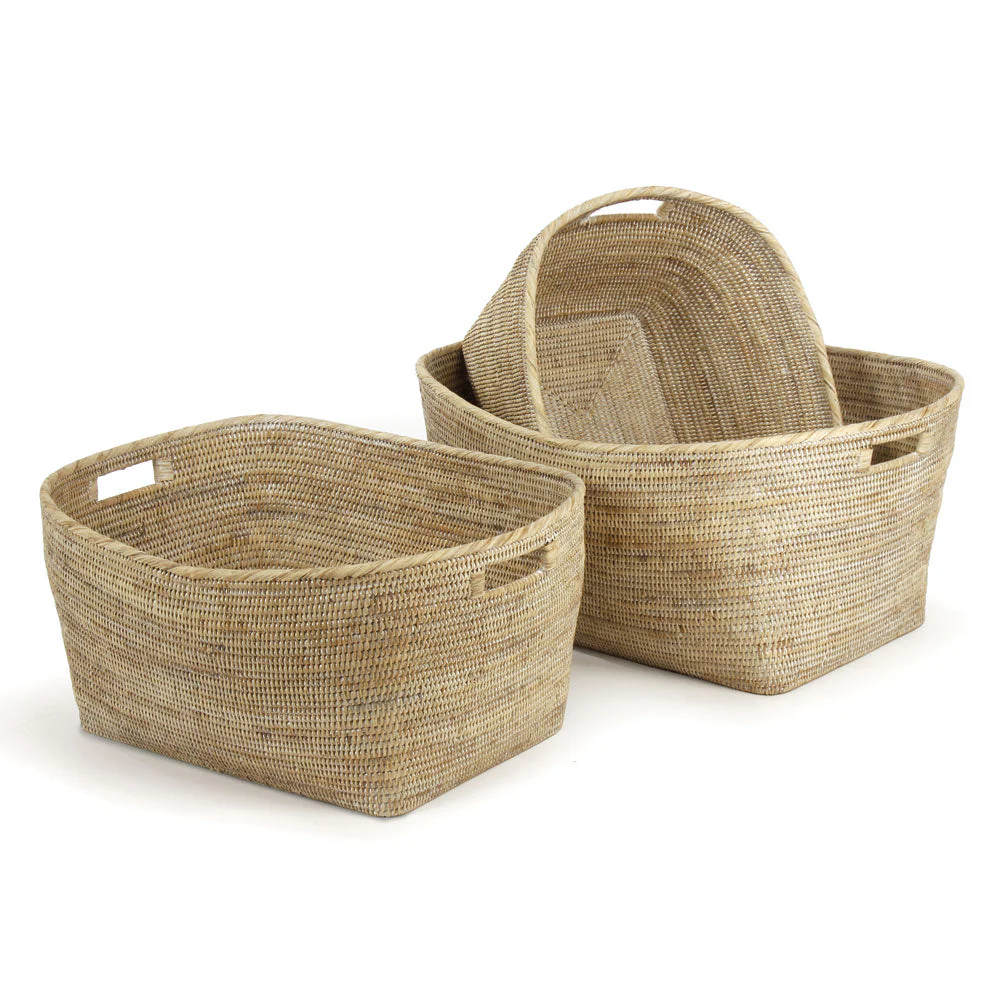 Burma Whitewash Rattan Family Basket Collection