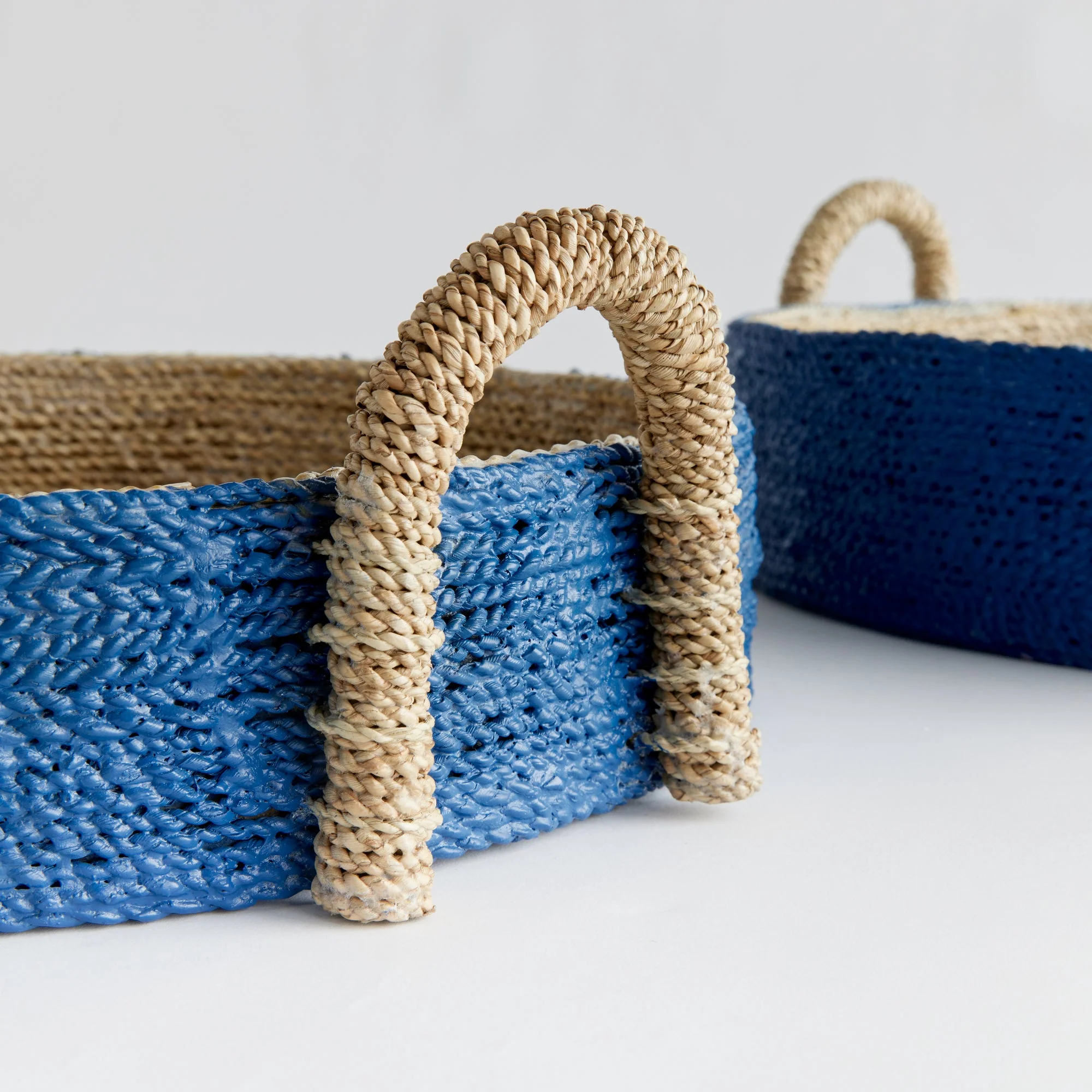 Tiana Blue Seagrass Round Basket Collection - Image 2