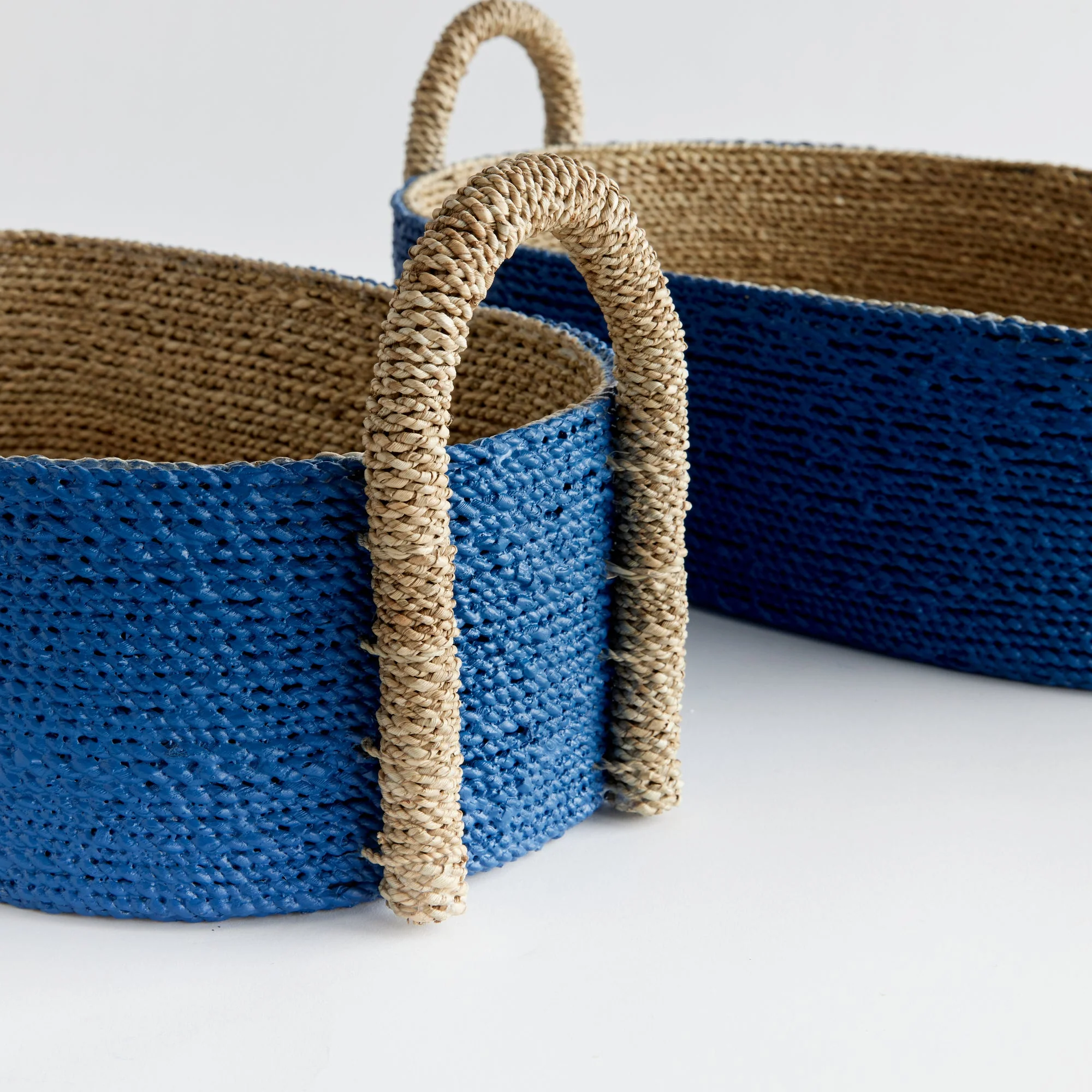 Tiana Blue Seagrass Short Oval Basket Collection - Image 2