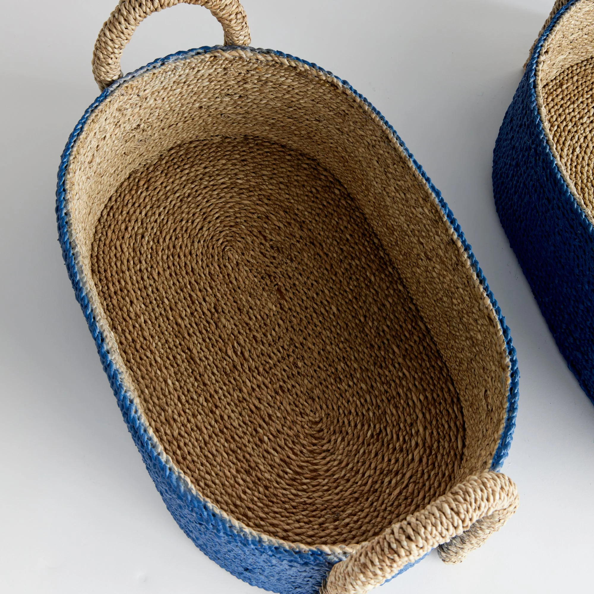 Tiana Blue Seagrass Short Oval Basket Collection - Image 3
