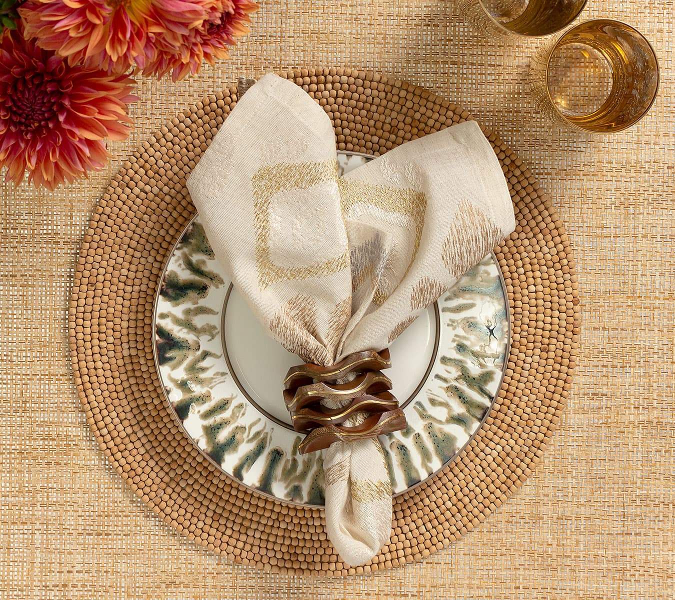 Natural Wood Bead Placemat - Image 2