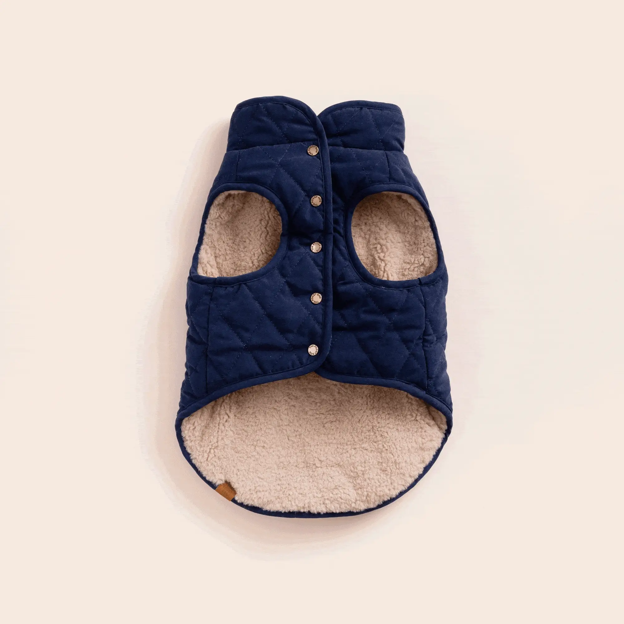 Navy Sherpa-Lined Reversible Dog Jacket, Large - Image 3