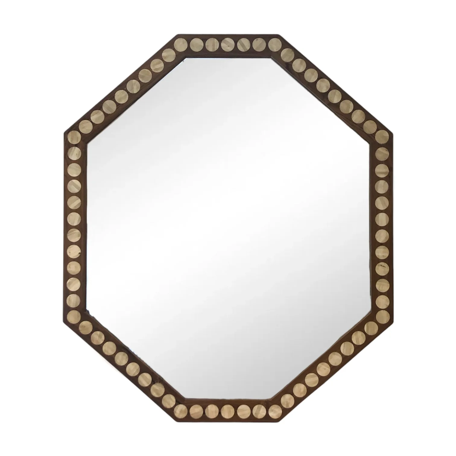 Large Octagonal Wood Inlay Mirror
