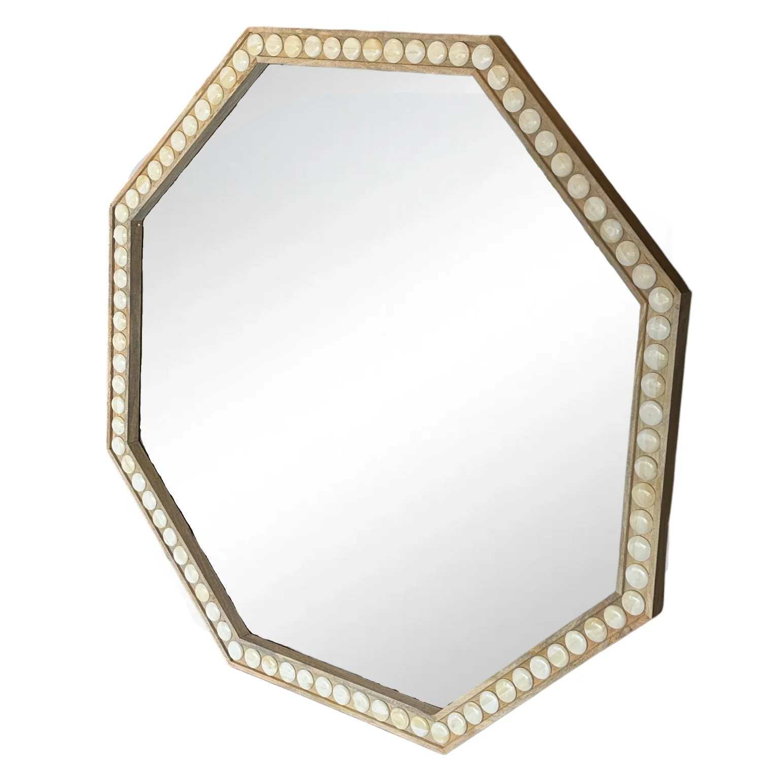 Octagonal Wood Inlay Mirror