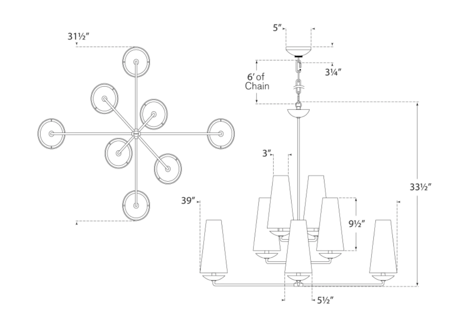 Fontaine Large Offset Chandelier, Plaster White - Image 2