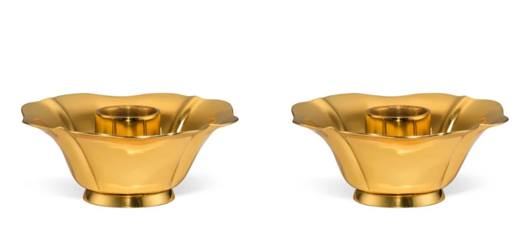 Olivia Brass Taper Candleholder Set - Image 2
