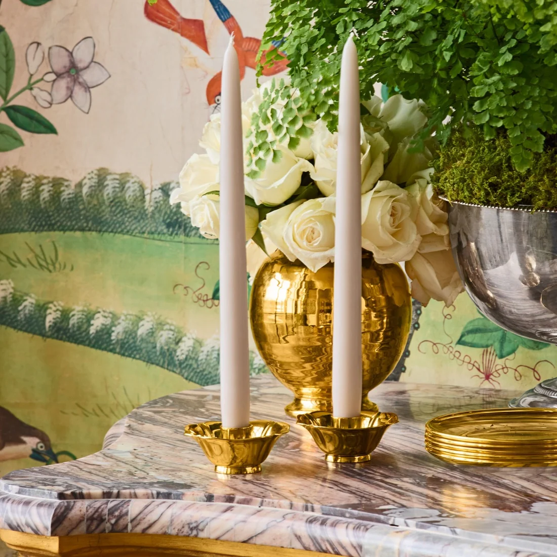 Olivia Brass Taper Candleholder Set - Image 4