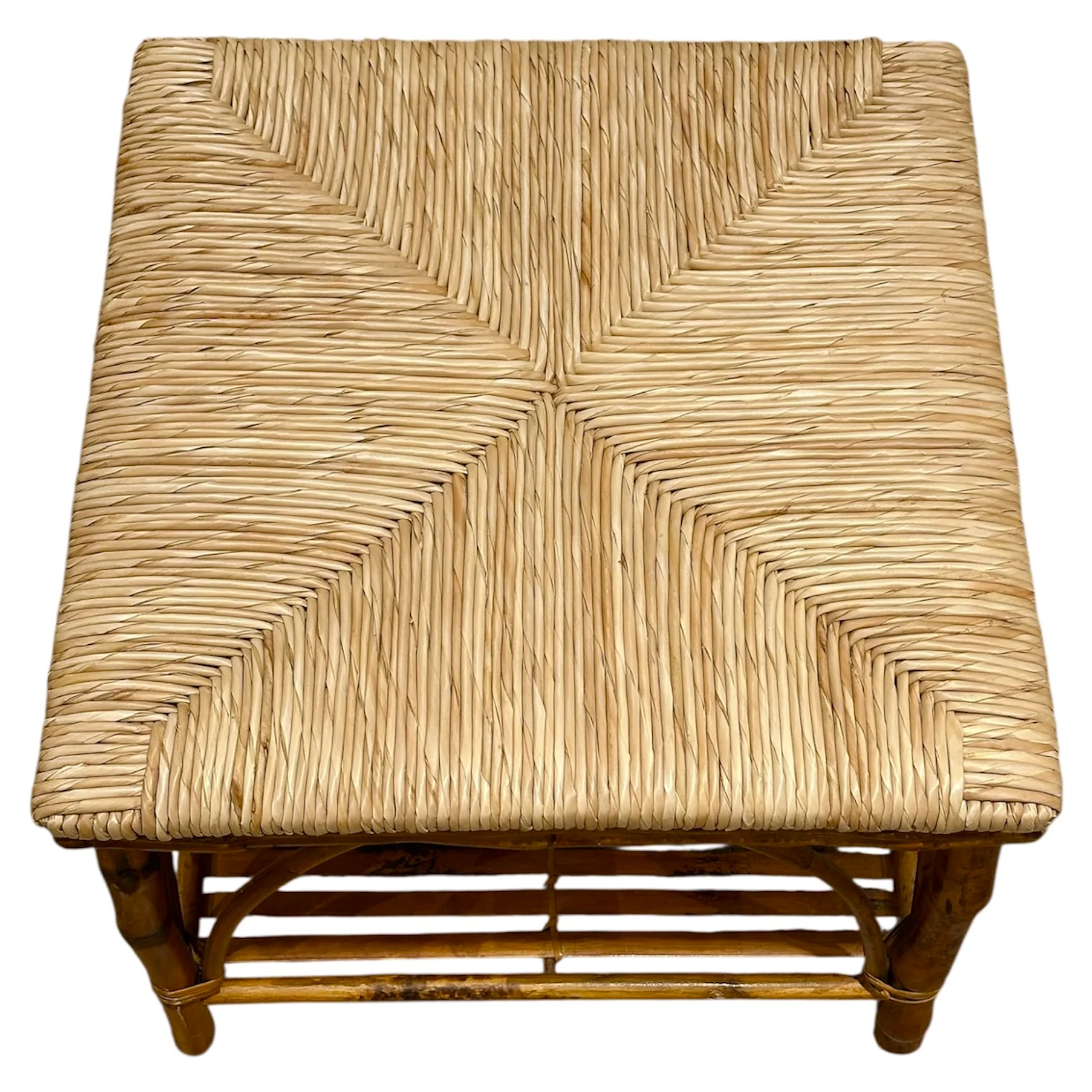 Ottoman with Shelf & Rush Top in Tortoise - Image 3