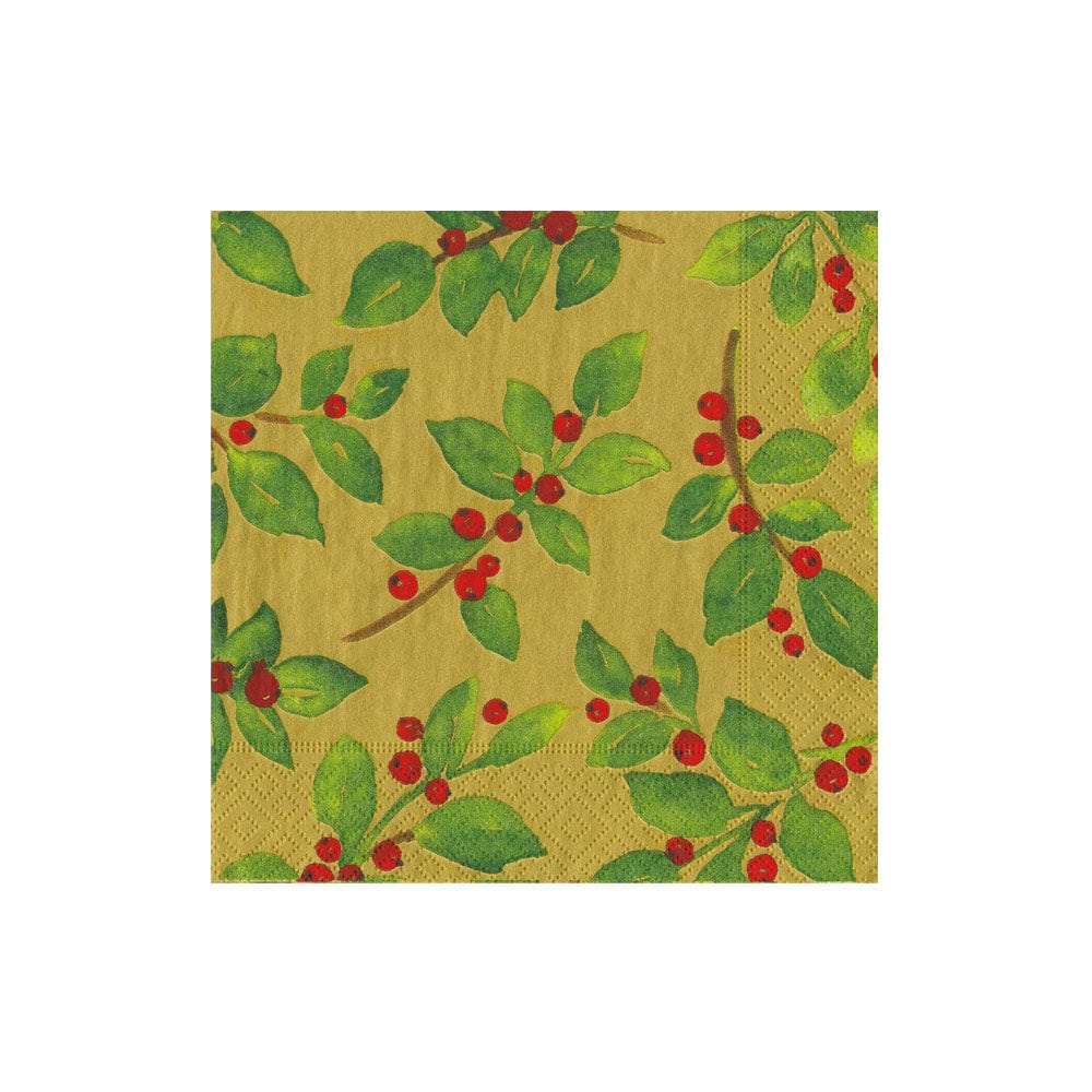 Painted Holly Gold Napkin Collection - Image 2