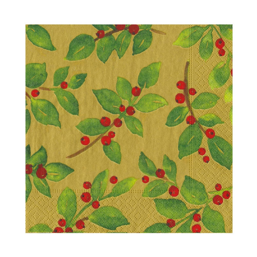 Painted Holly Gold Napkin Collection - Image 4