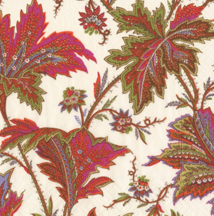 Paisley Leaves Ivory Napkin Collection