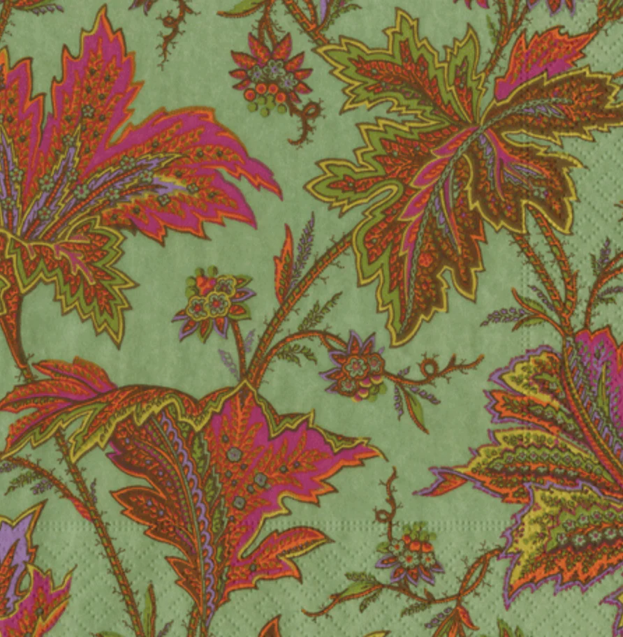 Paisley Leaves Sage Green Napkin Collection