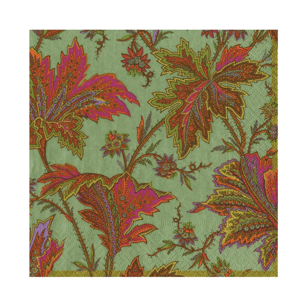 Paisley Leaves Sage Green Napkin Collection - Image 4