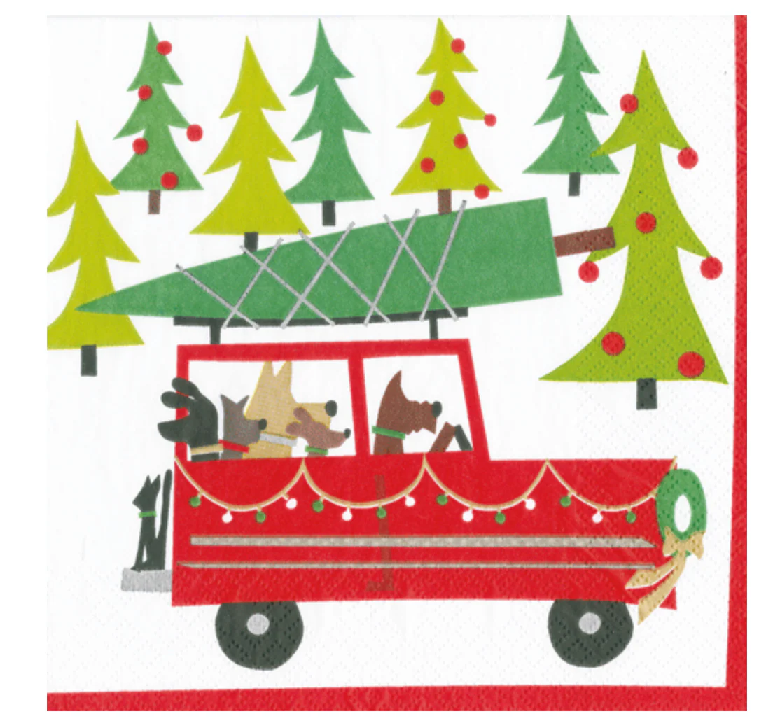 Doggy Tree Adventure Cocktail Napkin