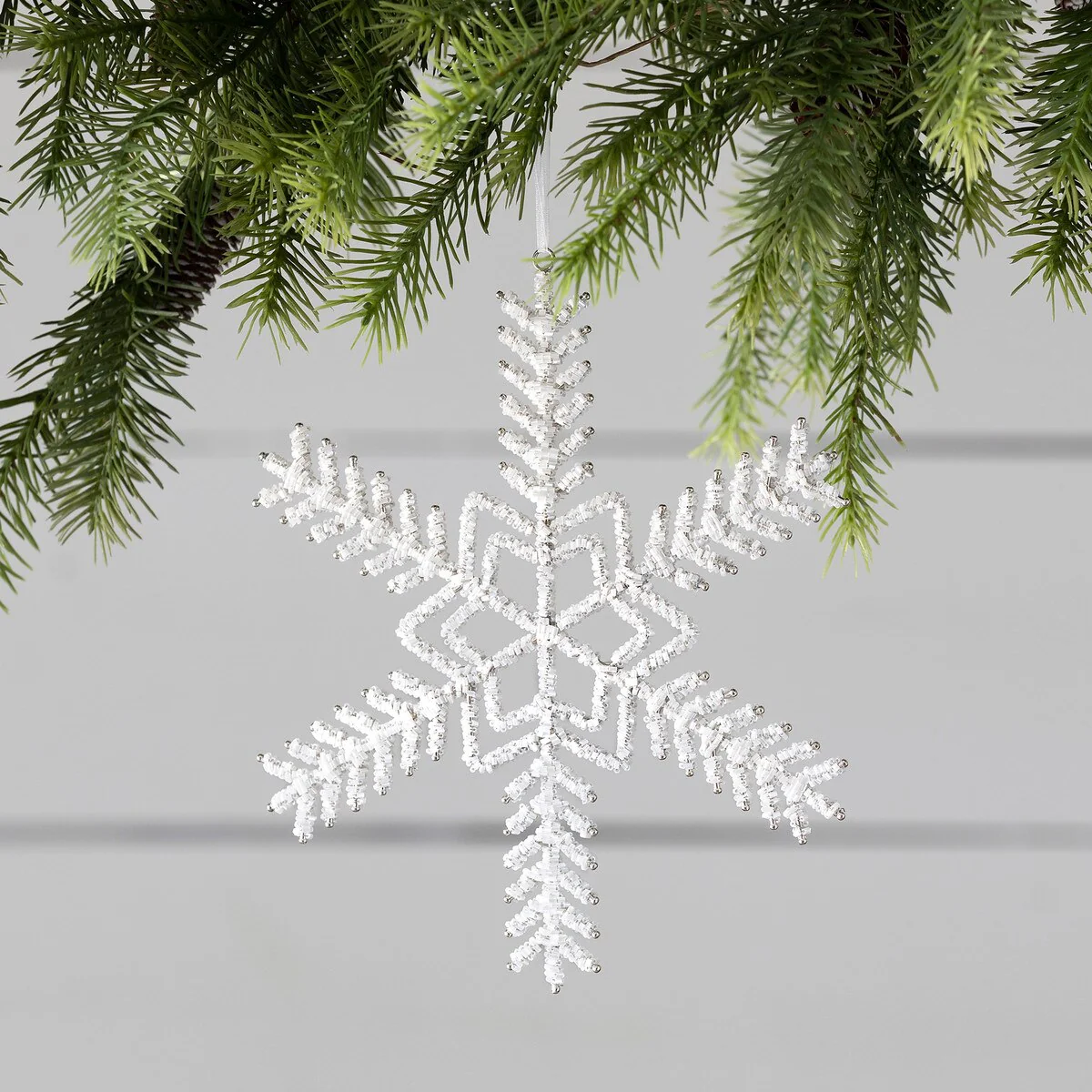 Pearl Beaded Snowflake Ornament - Image 2