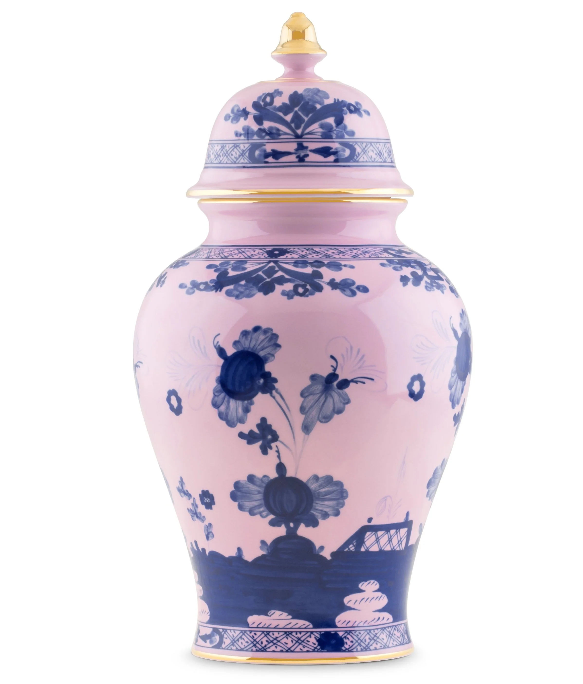 Oriente Italiano Azalea with Gold Vase and Cover