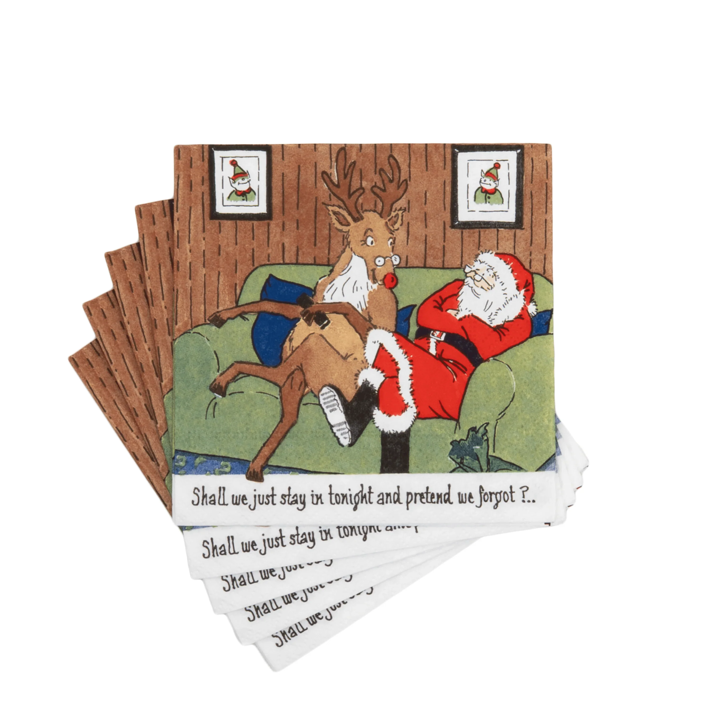 Santa At Home Cocktail Napkin - Image 2