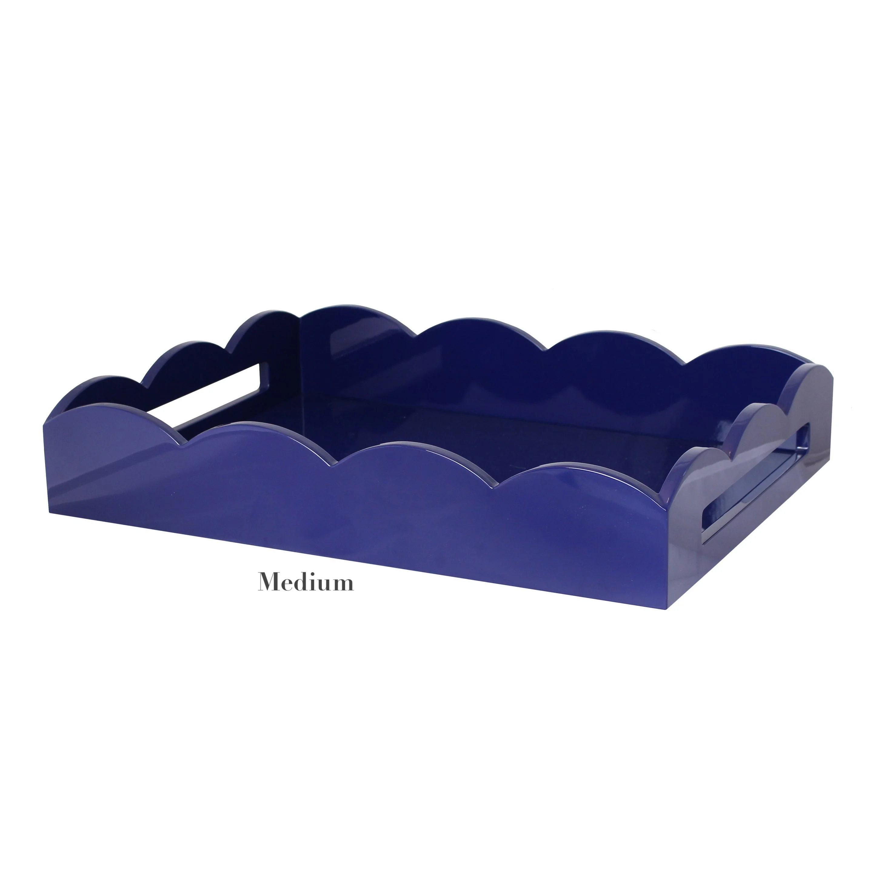 Scalloped Navy Lacquer Tray Collection - Image 3