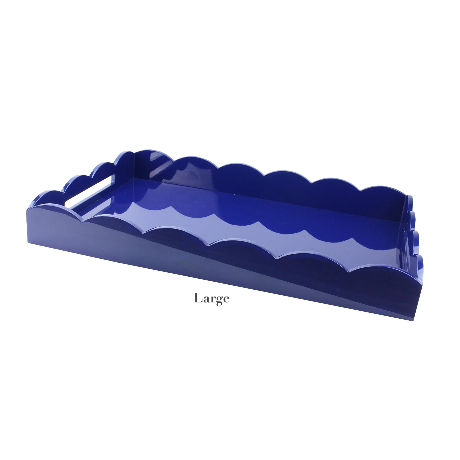 Scalloped Navy Lacquer Tray Collection - Image 4