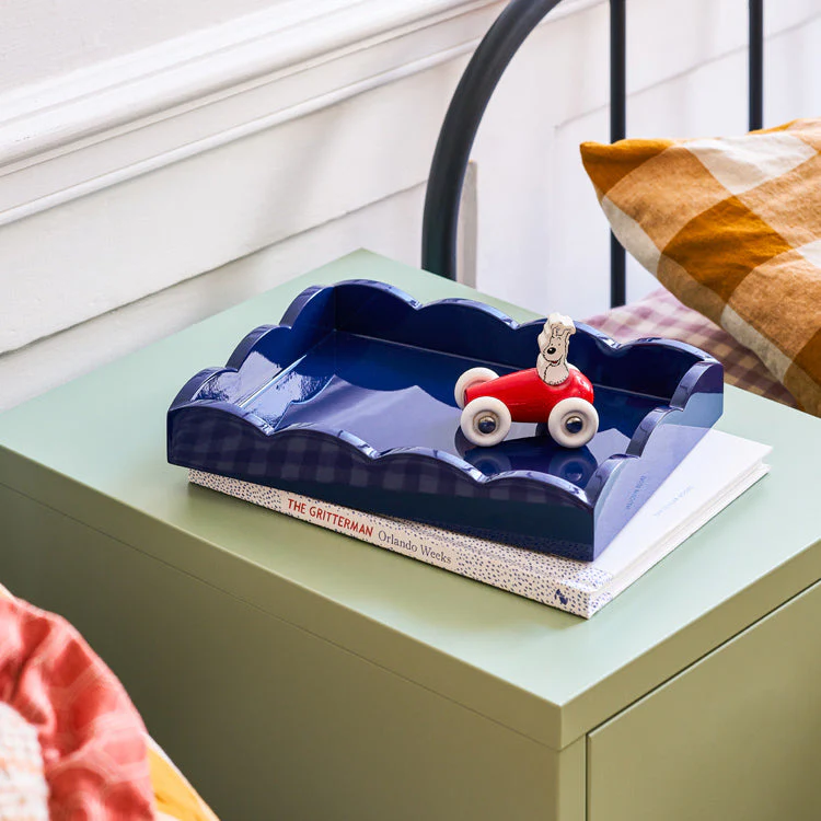 Scalloped Navy Lacquer Tray Collection - Image 5