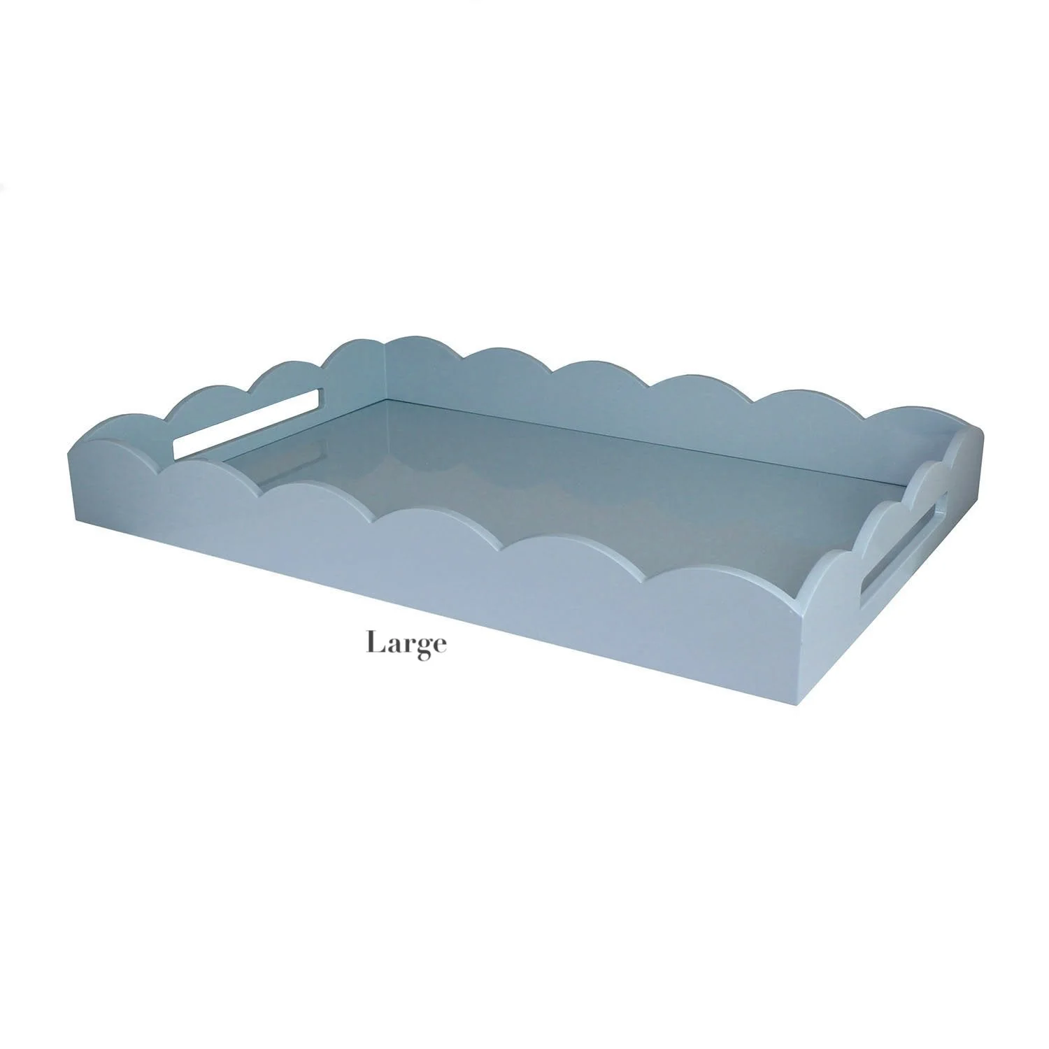 Scalloped Pale Denim Lacquer Tray Collection - Image 3