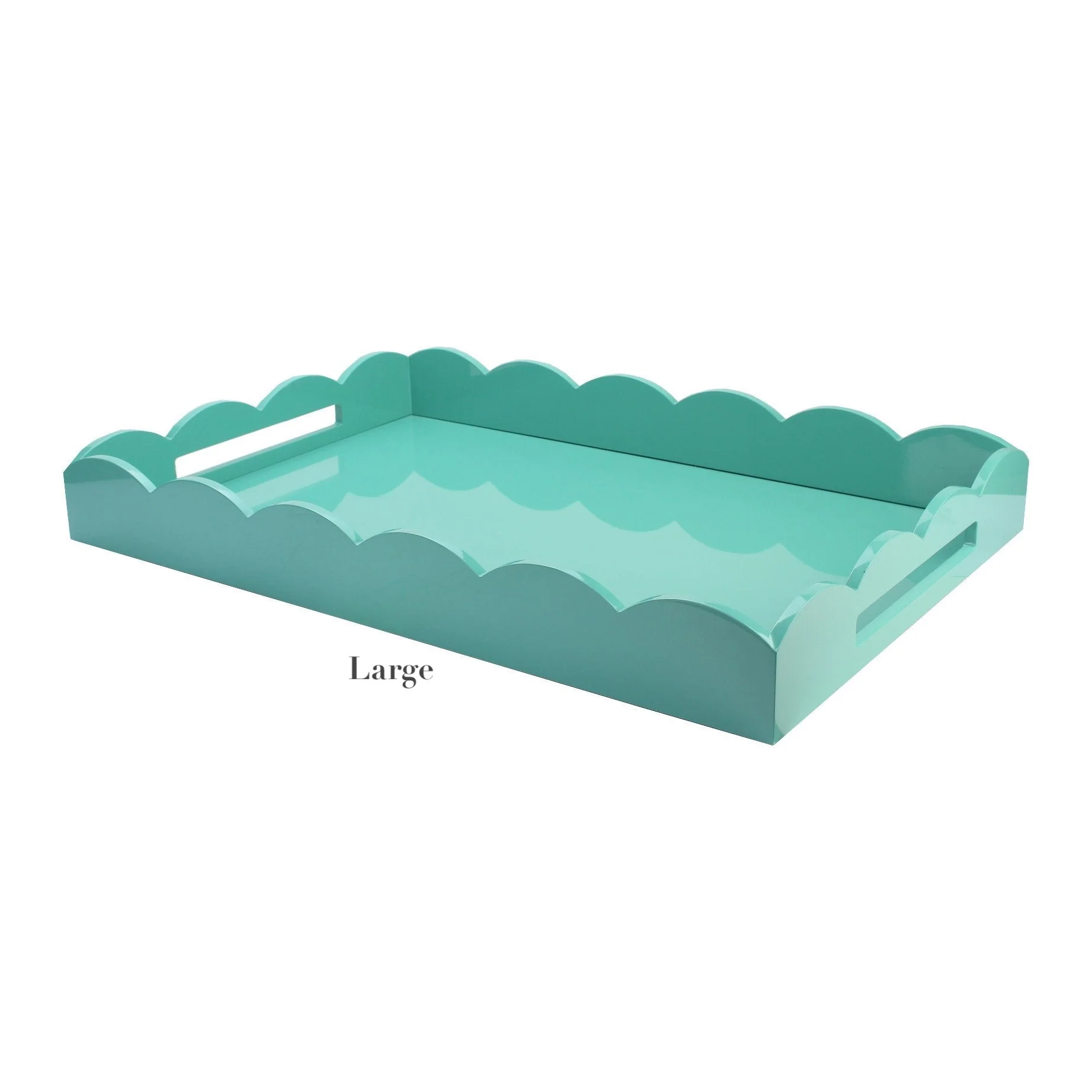 Scalloped Turquoise Lacquer Tray Collection - Image 3