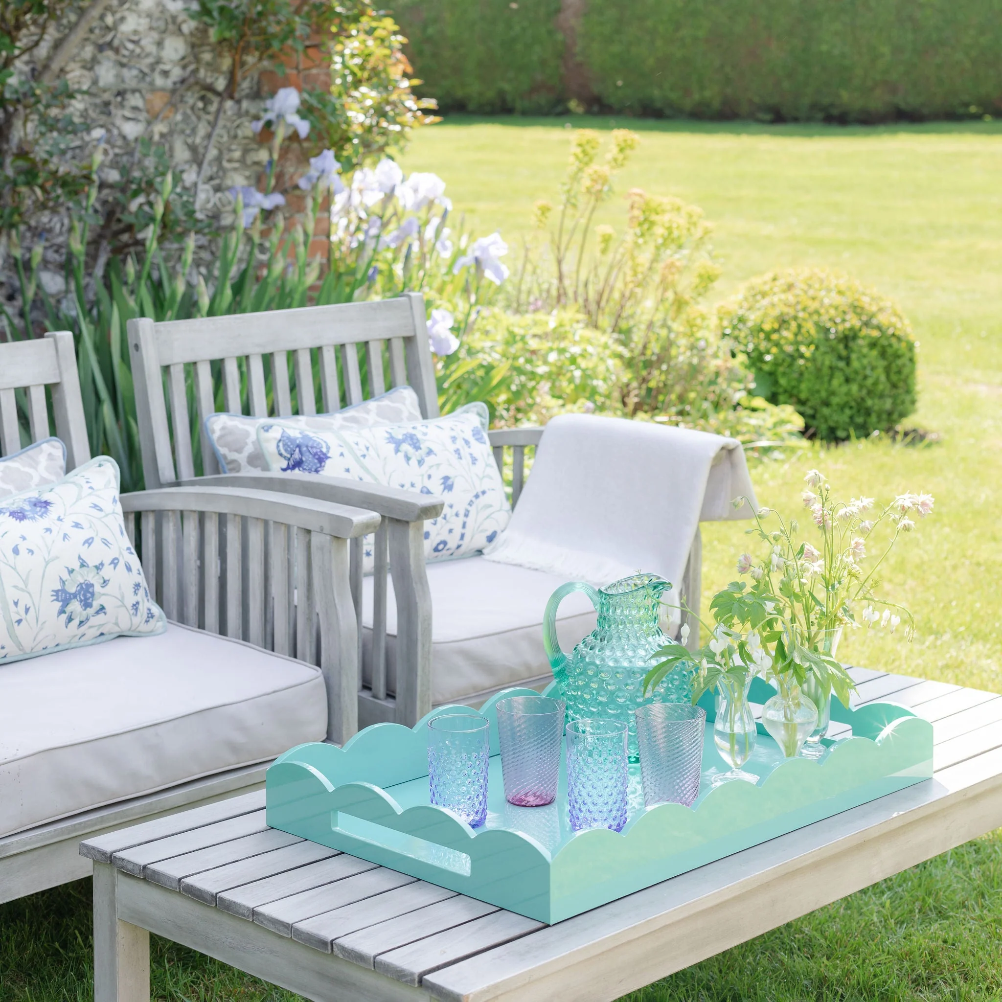 Scalloped Turquoise Lacquer Tray Collection - Image 5