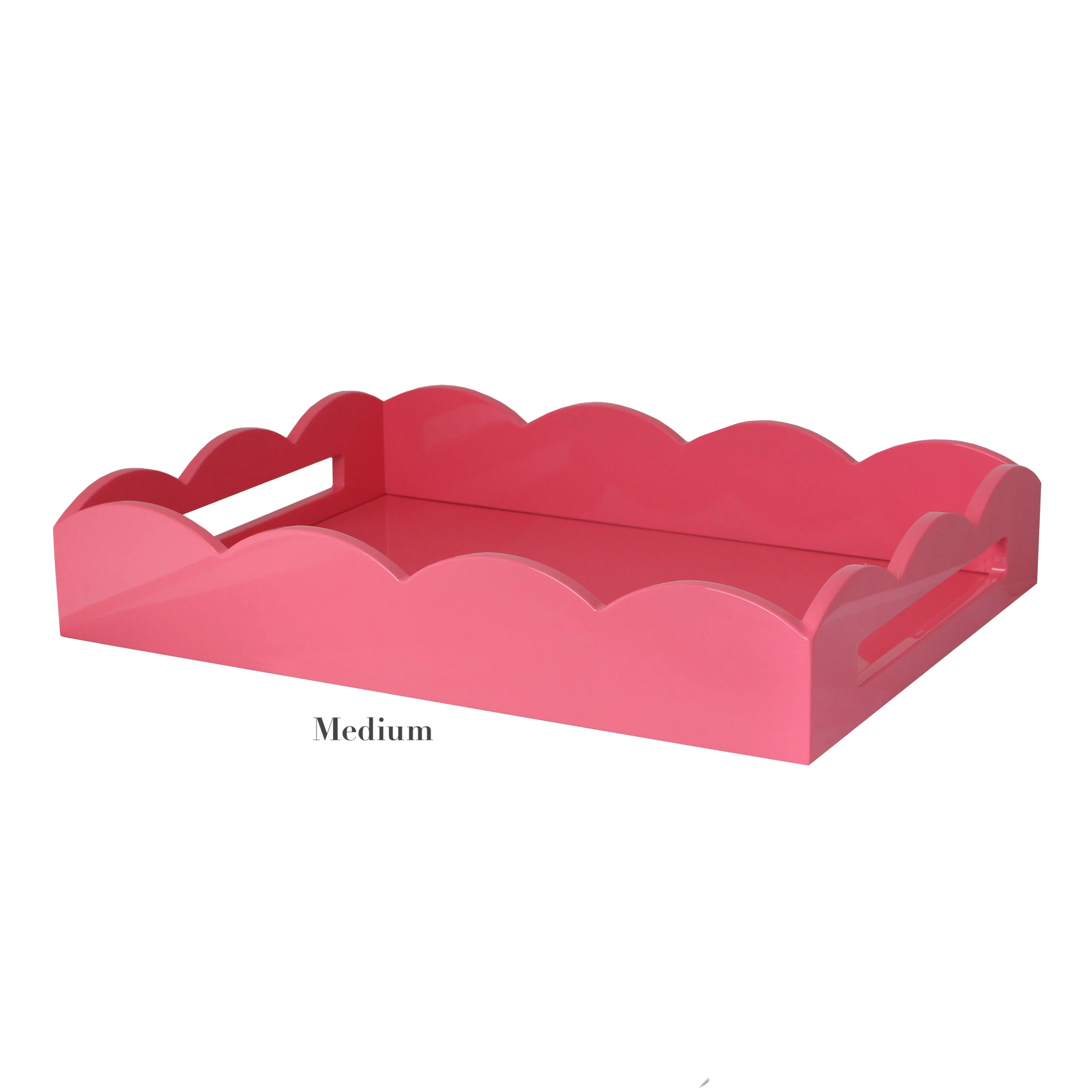 Scalloped Watermelon Pink Lacquer Tray Collection - Image 3