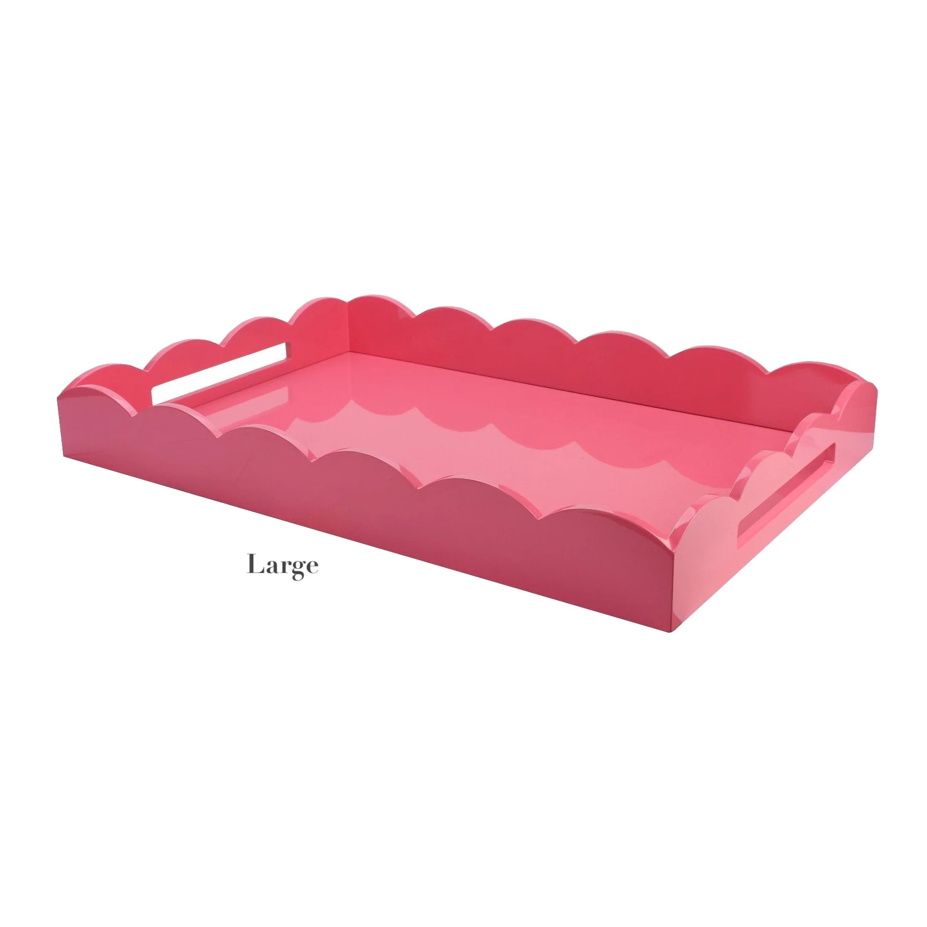 Scalloped Watermelon Pink Lacquer Tray Collection - Image 4