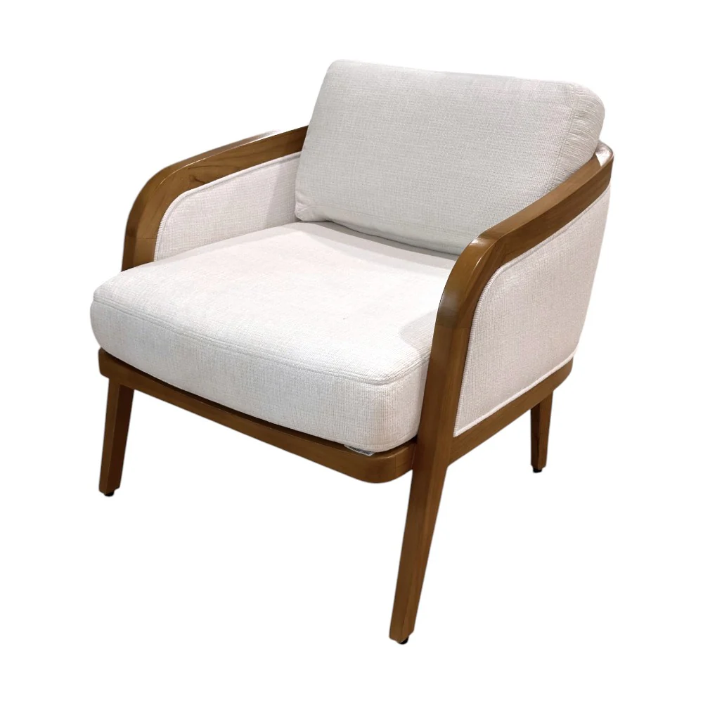 Schooner Lounge Chair in Outdoor Ivory Chenille - Image 2