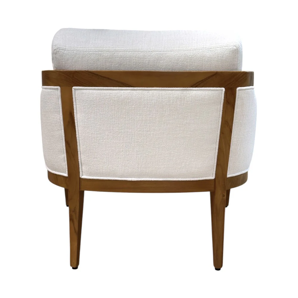 Schooner Lounge Chair in Outdoor Ivory Chenille - Image 3