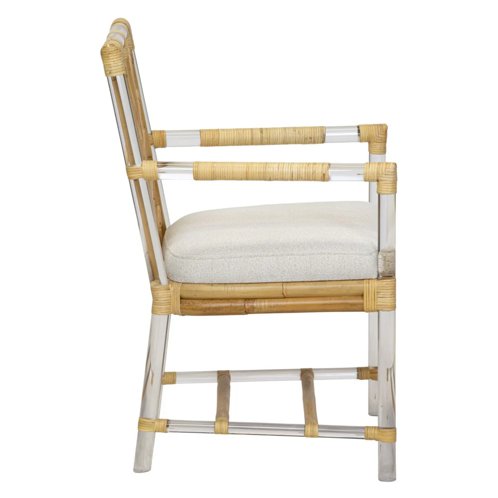 Acrylic and Rattan Arm Chair - Image 3