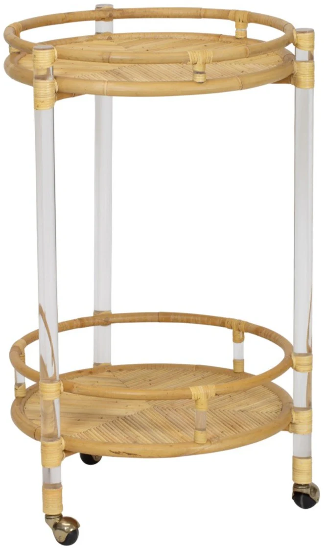 Acrylic and Rattan Bar Cart