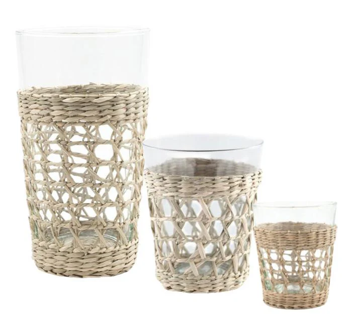 Seagrass Cage Glassware Collection