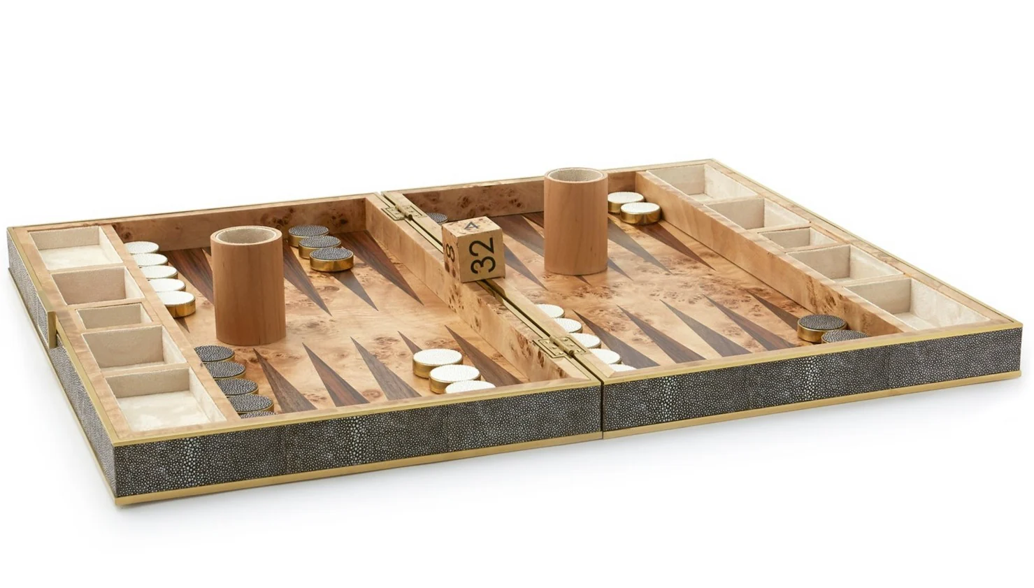 Shagreen Backgammon Set, Chocolate